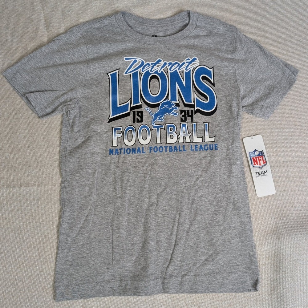 NFL Detroit Lions T-Shirt Boys S (6/7) Gray NWT Football Graphic Tee